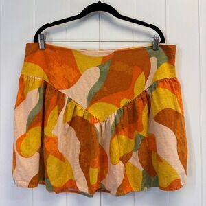 Noel Boho Festival Linen Blend Mini Skirt Size 17 Summer Beachy Vacation Travel